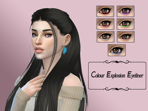 Sims 4 — Colour Explosion Eyeliner by hutzu2 — 7 colorful eyeliners. Custom thumbnail. Enjoy!