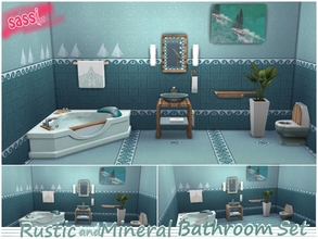 Sims 4 — Rustic and Mineral Bathroom Set by sassitsr — This set is made up of marble mineral objects of green color; the