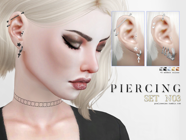 Sims 4 — Piercing Set N03 by Pralinesims — Piercings for male and female sims in 25 colors. (5 base colors, 5 effects). 2