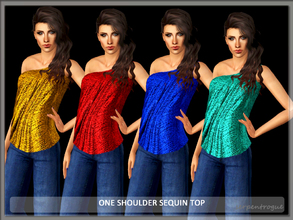 Sims 3 — One Shoulder Sequin Top by Serpentrogue — 4 variations Young adult/ adult female Everyday wear New mesh has