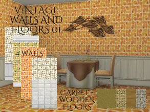 Sims 4 — Vintage Walls and Floors 01 by sharon337 — Set of 4 Walls in 3 colors and Carpet and Wooden Floor both in 3