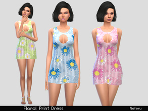 Sims 4 — Floral Print Dress by Neferu2 — Summer dress in three colors.