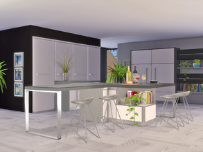 Sims 4 — Black White Kitchen - Counter Island by ung999 — Black White Kitchen - Counter Island Color Options : 2