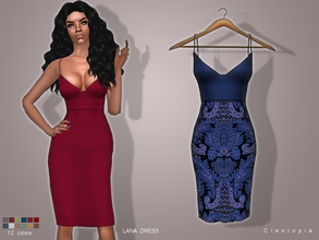 Sims 4 — Set61- LANA dress by Cleotopia — This dress is all your sims need for a timeless, flattering velvet bodycon