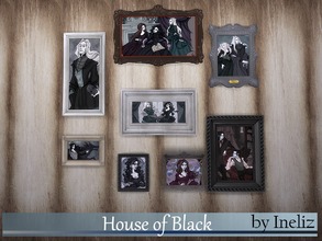 Sims 4 — House of Black by Ineliz — A set of framed portraits of the family members of the House of Black. Original
