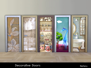 Sims 4 — Decorative Doors by Neferu2 — Set of 5 single decorative doors