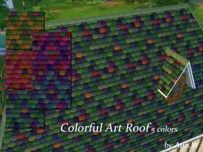 Sims 4 — Colorful Art Roof by annwang923 — I got this roof idea from a building in Budapest. Really colorful roof make