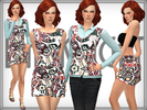 Sims 4 — SET 15 - Cotton Printed Set by DarkNighTt — Cotton Printed Set Have 4 items. Two dresses, one top, one bottom.