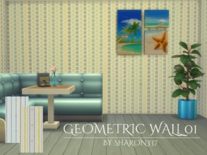 Sims 4 — Geometric Wall 01 by sharon337 — Geometric Wallpaper in 2 colors in all 3 wall heights. Created for The Sims 4