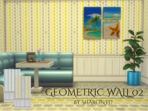 Sims 4 — Geometric Wall 02 by sharon337 — Geometric Wallpaper in 2 colors in all 3 wall heights. Created for The Sims 4,