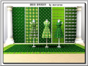 Sims 3 — Green Diversity_marcorse by marcorse — Five diverse patterns in shades of deep green. Double Diamond/Flatline