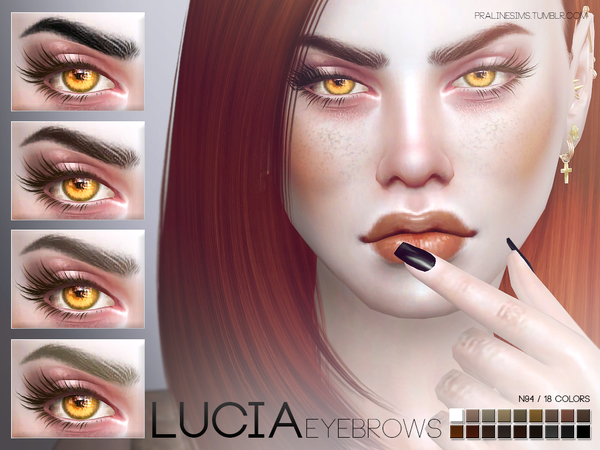 Sims 4 — Lucia Eyebrows N94 by Pralinesims — Realistic eyebrows in 18 colors for all ages and genders.