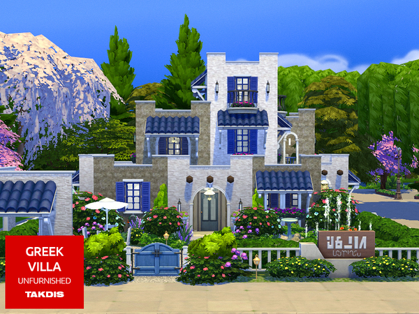 Sims 4 — Greek Villa by Takdis — Blue and white are yours. Peaceful, stylish, modern. Greek Villa will take you to the