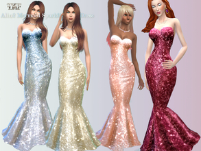 Sims 4 — Glittery Mermaid Dress by alin2 — This is a long dress to feel glamorous! Comes in 17 colors including silver,