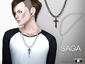 Sims 4 — Saga Necklace by Pralinesims — Necklace for male sims in 15 colors.