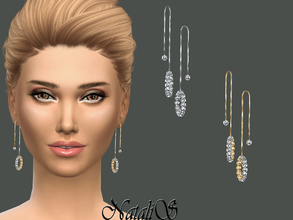 Sims 4 — NataliS_Crystal Pave Drop Earrings by Natalis — Dazzling crystal pave small hoop front- back earrings. FT- FA-