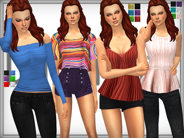 Sims 4 — SET 17 - Designer Top Set by DarkNighTt — SET 17 - Designer Top Set Have 4 Tops. No new meshes. Printed