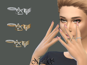 Sims 4 — NataliS_Crystal Rings Set Left by Natalis — Dazzling crystal rings set for left hands. FT- FA- YA 2 colors.