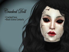 Sims 4 — Cracked Doll Set by hutzu2 — 2 items: Cracked Face in the 'Blush' category in CAS and Black sclera lenses in the