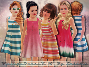 Sims 3 — Vintage Dress No 20 by Lutetia — A cute vintage inspired dress with buttons ~ Works for female children ~