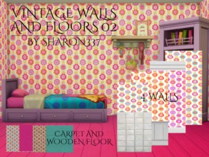 Sims 4 — Vintage Walls and Floors 02 by sharon337 — Set of 4 Walls in 3 colors and Carpet and Wooden Floor both in 3