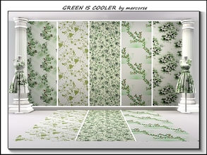 Sims 3 — Green is Cooler_marcorse by marcorse — Five selected patterns in green shades. Clustered Butterflies, Leafy