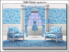 Sims 3 — Fulla Daisies_marcorse by marcorse — Fabric pattern: blue and white daisies in an allover repeat design