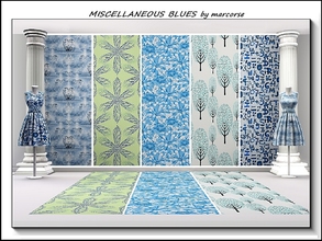 Sims 3 — Miscellaneous Blues_marcorse by marcorse — Five collected patterns in shades of blue. Big-6 is found under