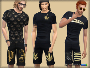 Sims 4 — Set Palm Angels 2 by bukovka — A set of clothes designed for men of all ages. Includes: T-shirt and shorts.