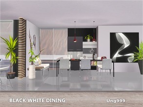 Sims 3 — Black White Dining by ung999 — 15 items in this modern dining set, they are: Dining Table Dining Chair Bench