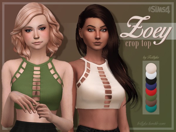 Sims 4 — Trillyke - Zoey Crop Top by Trillyke — A 3D top, inspired by the Ladder Panel Top by Sabo Skirt. ! PLEASE READ