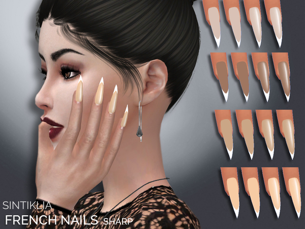 Sims 4 — Sintiklia - French sharp nails by SintikliaSims — Glossy and matte, 4 colors, 4 styles In category Bracelets