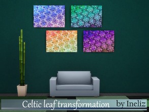 Sims 4 — Celtic leaf transformation by Ineliz — A set of abstract and colorful paintings with Celtic leaf transformation