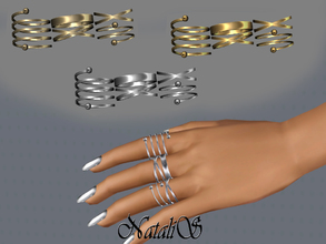 Sims 3 — NataliS TS3 Multi rings set  2 FT-FA by Natalis — Multi rings set. Simple hoop ring, thin double rings and