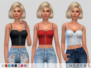 Sims 4 — Flumen Top by Metens — Crop top | spaghetti straps | back zipper New item | 8 variations I hope you like it! :) 