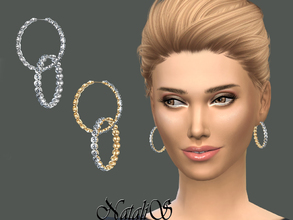 Sims 4 — NataliS_Crystal Pave Hoop Earrings Ver 2 MID Fixed2 by Natalis — Dazzling crystal pave small midi earrings. FT-
