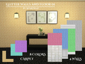 Sims 4 — Glitter Walls and Floor 01 by sharon337 — Set of 4 Walls in 8 colors and Carpet in 8 Colors, created for Sims 4,