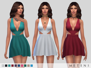 Sims 4 — Madinga Dress by Metens — Mini length | exposed back zipper | V-neck | flare style | side and back cut-out