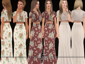 Sims 3 — The Lauren Coord by winnie017 — High waisted maxi skirt &amp;amp;amp; a matching crop top with lace detail