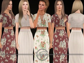 Sims 3 — The Lauren Coord - Top by winnie017 — Crop top with short sleeves and lace up detail custom mesh all LOD's
