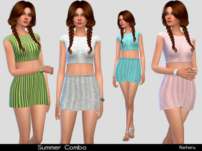 Sims 4 — Summer Combo by Neferu2 — Top and skirt in four different prints.