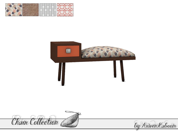 Sims 4 — Chair Collection - Chair With Drawer by ArwenKaboom — Cute little bench in four recolors. Made by ArwenKaboom