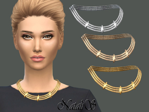 Sims 4 — NataliS_Tiered necklace with sliders-V2 by Natalis — Three tiered necklace with metal sliders. FT-FA-FE 3