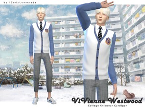 Sims 4 — ViVienne Westwood Knitwear Cardigan by iCedxLemonAde — 2 swatches | Orange Red / Blue &amp; white | Teen -