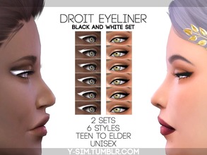 Sims 4 — [ Y ] - Droit Eyeliner - Set by Y-Sim — First simple eyeliner in black and white. 3 different designs, in 2