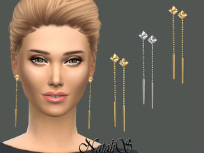 Sims 4 — NataliS_ Pyramid earrings with dagger suspends by Natalis — Sleek chain with dagger suspends from pyramid stud