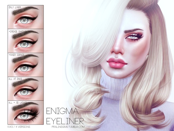 Sims 4 — Enigma Eyeliner N43 by Pralinesims — Eyeliner in 4 variations