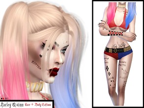 Sims 4 — HARLEY QUINN - TATTOOS by venus-allure — *Face + body tattoos *Comes in black and red *Download the file and