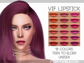 Sims 4 — [ Y ] - Vif Lipstick by Y-Sim — Realistic dry lip in orange, red, pink, and purples. The in-game killed the