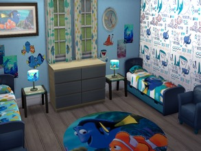 Sims 4 — Disney Pixar Finding Dory Child Room Set - Base game by Grumpyglitter2 — This set includes 10 items. Bed,